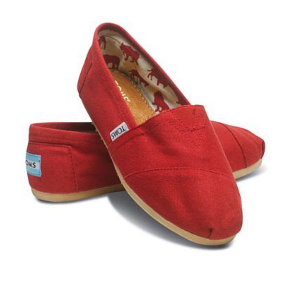 Red slip on Toms size 7